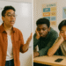 A classroom scene showing a Latinx non-binary teacher giving an enthusiastic explanation while a Black and an asian student look at their phone, disengaged — illustrating how behavior change interventions that rely on information alone often fail to change actual behavior